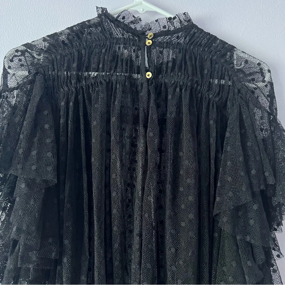 Free People Disco Ball Swiss Dot Lace Top Small